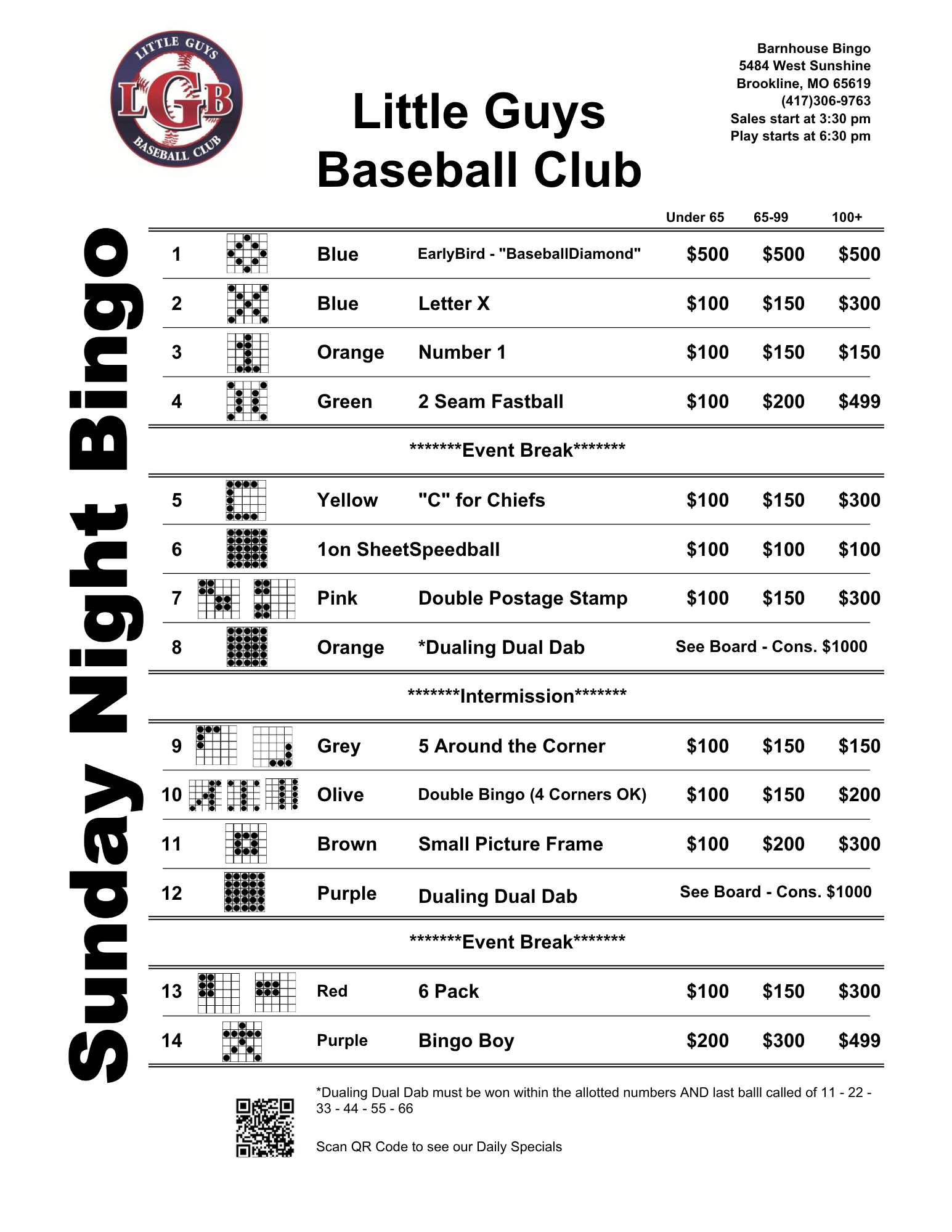 Sunday Bingo bingo program