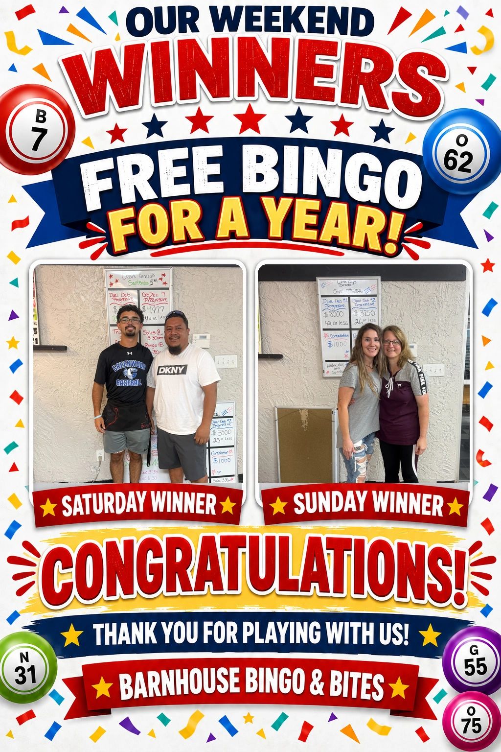 Weekend bingo winners